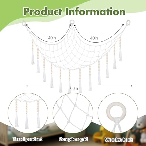 Suncalla 2 Pcs Toy Storage Net for Stuffed Animals Wall Hammock, Beige - Image 3
