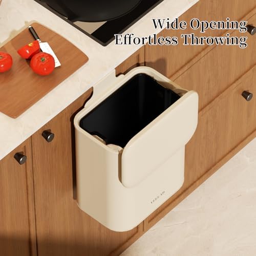 Space Saving Hanging Small Trash Can for Kitchen Cabinet, Bathroom or Office (White，2.1 Gallon (8L)) - Image 6