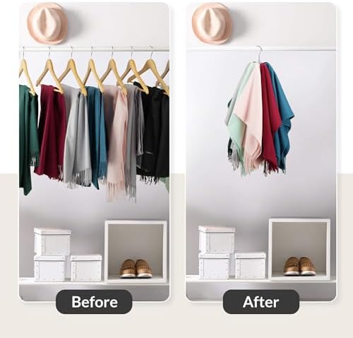 ZEDODIER Scarf Organizer Scarf Hanger for Closet, Rotatable Sturdy Hijab Holder Holds 8 Scarves, Metal Space Saving Closet Organizers and Storage, Silver - Image 2