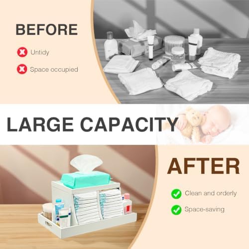 Three colors Diaper Organizer, Wooden Diaper Caddy Organizer, Changing Table Organizer, Diaper Storage Organizer, Nursery Baby Organization (White) - Image 5