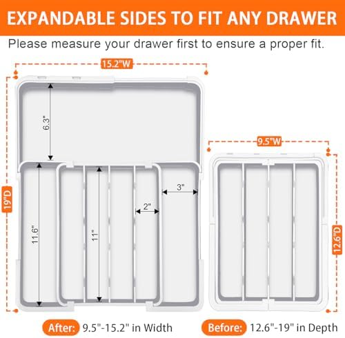 Spaclear Adjustable Silverware Drawer Organizer, Utensil Tray for Kitchen - Image 2