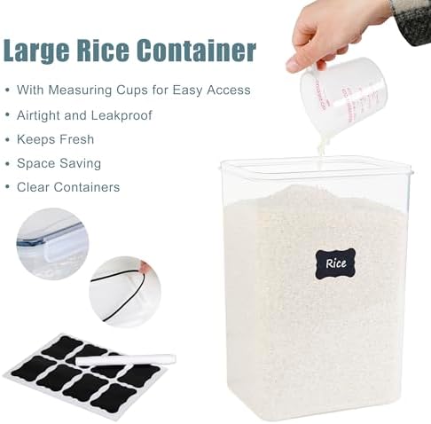 FOOYOO 2 PC Flour Sugar Storage Containers (8.5L | 287 Oz) Extra Large Food Storage Containers with Lids - Airtight Leakproof BPA FREE Flour Container for Rice, Cereal, Sugar - Image 4