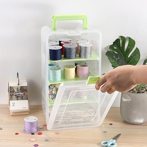 BTSKY Clear Plastic Dividing Storage Box with 4 Deep Compartment Sewing Box - Image 2
