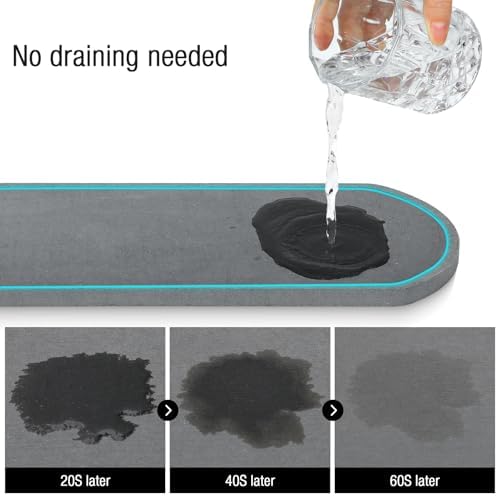 Sink Caddy Sponge Holder for Kitchen with Stone Drying Mat & Brush Holder - Image 2