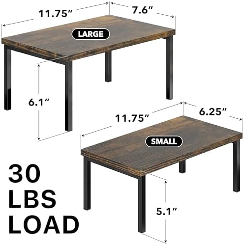 Simple Houseware Stackable Cabinet Counter Shelf Wooden Top, Rustic Brown - Image 3