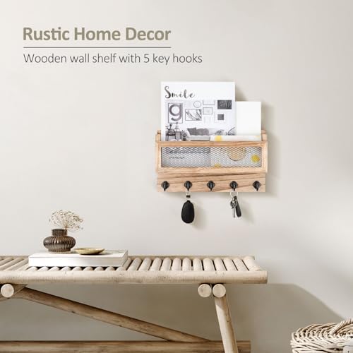 Nekon Mail and Key Holder for Wall Decorative, 11 Inch Mail Holder, Wood - Image 4