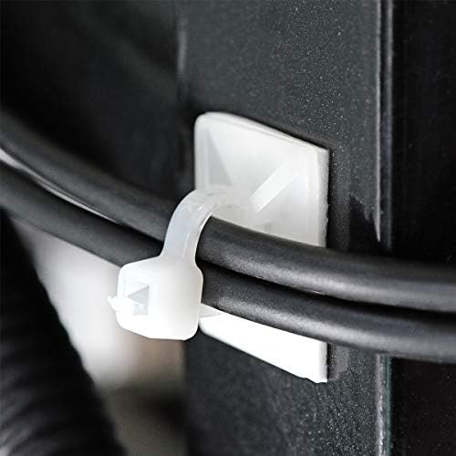 XHF 500 PCS 3/4" White Self Adhesive Cable Zip Tie Mounts Wire Cable Clips Holders Management Anchors Organizer Holders Squares(HS-101S) - Image 2