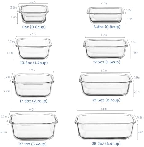 Vtopmart 8 Pack Glass Food Storage Containers with Lids Blue - Image 2
