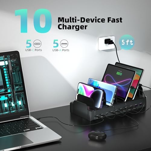 Zobirez 420W 10-Port Fast USB Charging Station for Multiple Devices, Black - Image 6