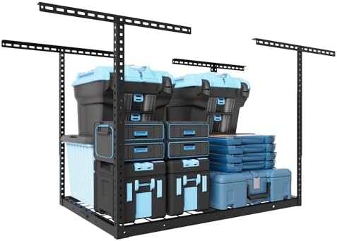 FLEXIMOUNTS 4x4ft Overhead Garage Storage Rack, Black by FLEXIMOUNTS