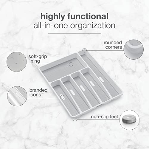 madesmart Classic 6 Compartment Silverware Tray, White - Image 3