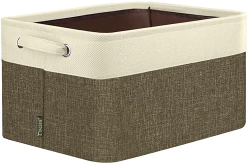 BALEINE 1 Pack Fabric Closet Storage Bins for Shelves, Linen Closet Organizers and Storage, Decorative Baskets for Organizing, Shelf, Clothes, Home, Office (Brown, 15''x11''x9.5'') by BALEINE