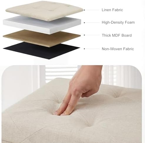 DUMOS 30 Inch Foldable Storage Ottoman Bench, Large Ottoman with Storage - Image 5