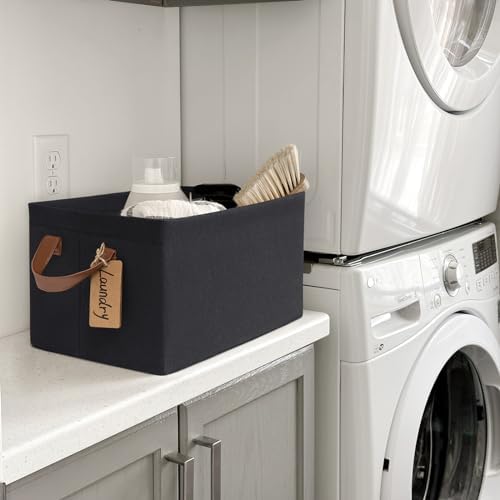 CHICVITA 20L Fabric Storage Bins for Shelves, Metal Frame, 2Pack, Black - Image 3