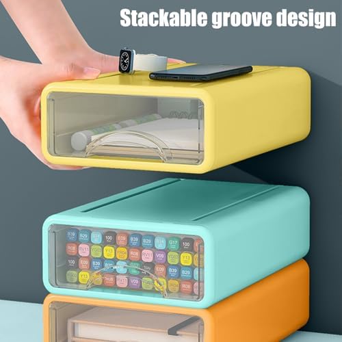 Desk Organizer with Drawers, Stackable Storage Drawers with Compartments Desktop Organization for Office Supplies, Makeup, Pencils, Tape, Erasers, Paperclips, Chargers (5pack) - Image 6