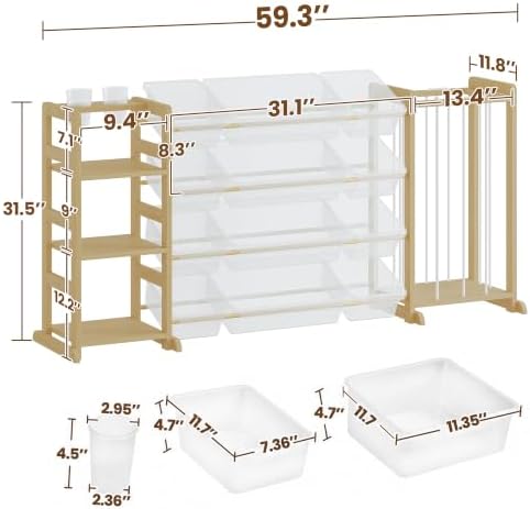 3-in-1 Montessori Toy Organizer with Bookshelf,12 Clear Bins &Plush Storage - Image 2