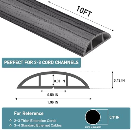 LSGCQ Floor Cord Cover Self Adhesive Cord Hider Floor Cable Management - Image 2