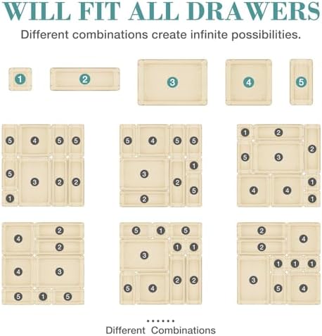 13 PCS Drawer Organizer Set, 5 Size Bathroom and kitchen organizer Trays - Image 4