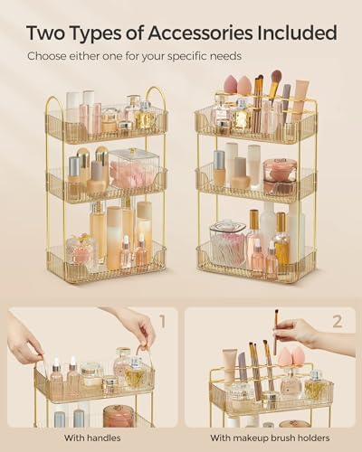 SONGMICS 3-Tier Makeup Organizer, Square, Customizable - Image 2