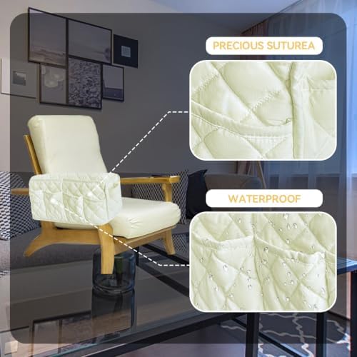 MEHIDFY Armchair Caddy, Waterproof Sofa Armrest Organizer, Non Slip Recliner Organizer, Remote Holder for Recline, Recliner Caddy with 14 Pockets Storage for TV Remote, Phone, Magazine (White) - Image 6