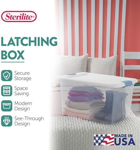 Sterilite 6-Pack Latching Box, Under Bed Storage Bins with Lids, Clear Plastic, 64 Quart - Heavy-Duty Organizing Containers for Closet, Bathroom, and Office - Image 3
