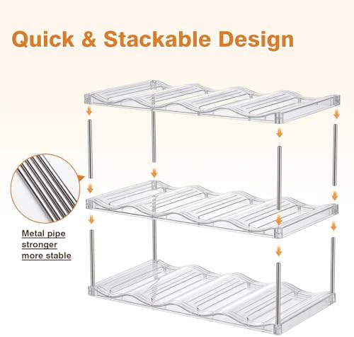 Large Compartment Water Bottle Organizer, Stackable Water Bottle Holder for Stanley 40 oz Tumbler, Clear Tumbler Organizer for Cabinet, Kitchen Pantry or Countertop, 3 Pack (3 Pack) - Image 4