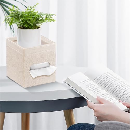 PU Leather Square Tissue Box Cover with Storage Tray,Modern Decorative Tissue Holder for Bathroom Vanity Night Stands, Office Desk,Stylish Tissue Holder for Home & Office Décor - Image 7