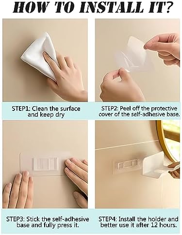 Hair Dryer Holder with Wire Hook, Self Adhesive Wall Mount - Image 5