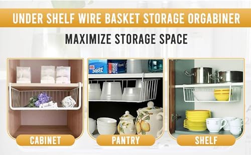 YBM Home Under Shelf Wire Basket Storage Organizer for Kitchen Pantry - Hanging Storage Cabinet Organizer Rack Adds Extra Storage Space Underside the Shelf (1, Medium) - Image 4