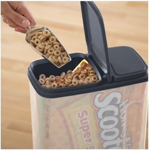 Clear Plastic Cereal Dispenser with Lid, 32 Cup Airtight Cereal Storage Container for Pantry Organization and Dry Food Storage, 9.75" x 5.38" x 13.5" - Image 5