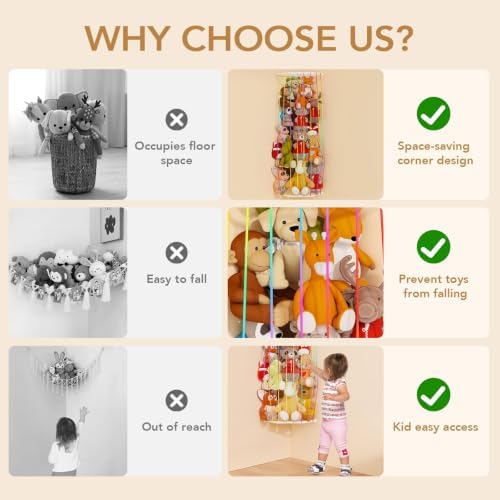 BBLIKE Stuffed Animal Storage, Corner Plush Toy Organizer with Hardware - Image 3