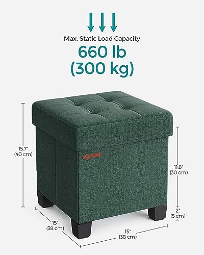 SONGMICS Storage Ottoman, Small Foot Rest, 15 x 15 x 15.7 Inches - Image 2