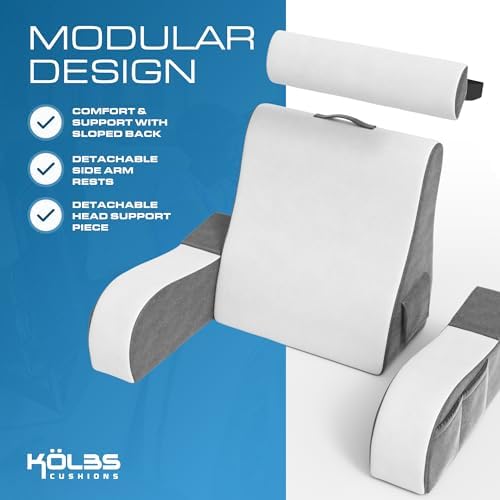Kolbs Wedge Reading Pillow, Cushion with Arms for TV, Books, Nursing, Back - Bed Pillow for Sitting Up in Comfort, Plush Backrest Pillow. Sit Up in Comfort. (19" Wedge Reading - Grey) - Image 2