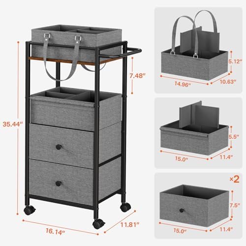 3In1 Modanais Baby Diaper Caddy Organizer Cart with Drawers, Black - Image 2