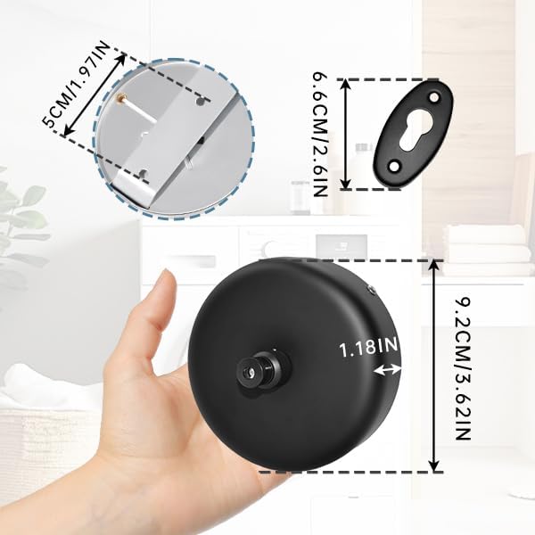 SUS304 Retractable Clothesline with Adjustable Nylon Clothing Rope for Bathroom Laundry Hotels (Black) - Image 3