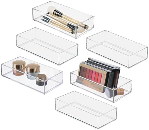 iDesign Stackable Makeup Drawer Organizer, Set of 6, Clear by iDesign