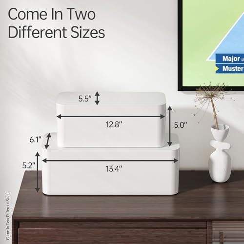 YECAYE 2 Pack Cable Management Box, Pet Friendly Cable Box Organizer for Home & Office, Child-Proof Floor Cord Cover, Cord Management and Cord Hider, White - Image 5