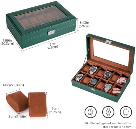 ProCase Watch Box Organizer, 12 Slot Watch Display Case, MidnightGreen - Image 5