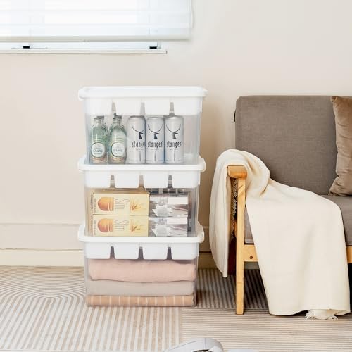 Citylife 32QT Plastic Craft Storage Box Buildable Lid Removable Tray - Image 4