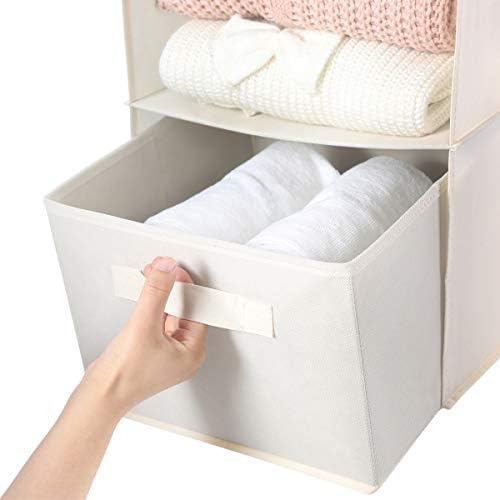 MAX Houser 4-Shelf Hanging Closet Organizer, Space Saver, Cloth Hanging Shelves with 2 Side Pockets, Foldable (Beige) - Image 5