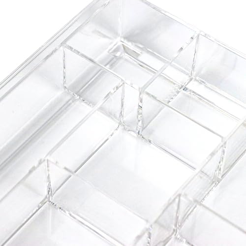 ZEXALOR 8-Section Clear Drawer Organizer, Large Acrylic Drawer Divider Tray for Desk,Bathroom,Office Makeup,Junk, Plastic Drawers Organizer 13.7" x 8.7" x 2" (8-Section) - Image 4