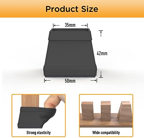 Square Chair Leg Protectors for Hardwood Floors.(1 1/2" Black) - Image 3