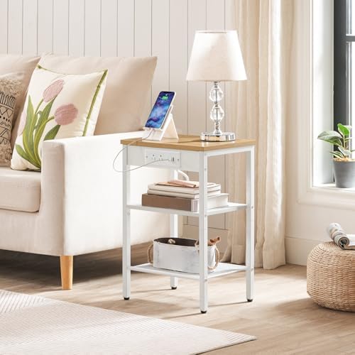 HOOBRO Side Table with Charging Station, Small End Table for Small Space - Image 2