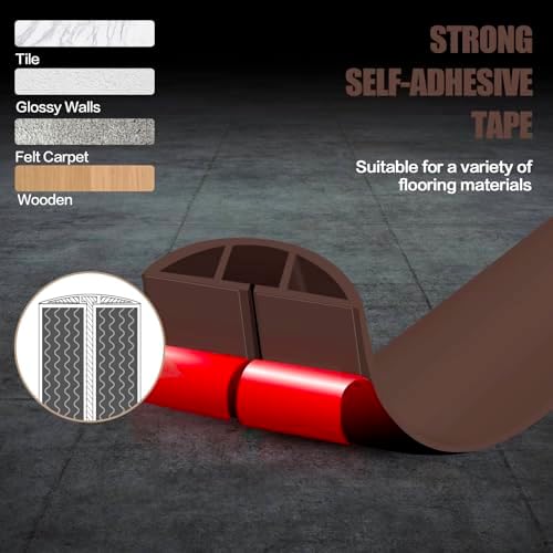 Floor Cord Cover Self Adhesive Cord Hider,3.3FT Cable Management, Extension Strip Protector for Wires, Prevent Cable Trips for Offices, Gyms, Exhibitions Cavity:0.51"(W) x 0.3"(H) Coffee - Image 4