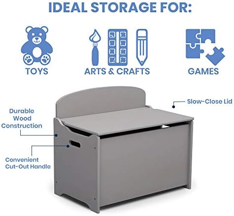 Delta Children MySize Deluxe Toy Box, Grey - Image 4