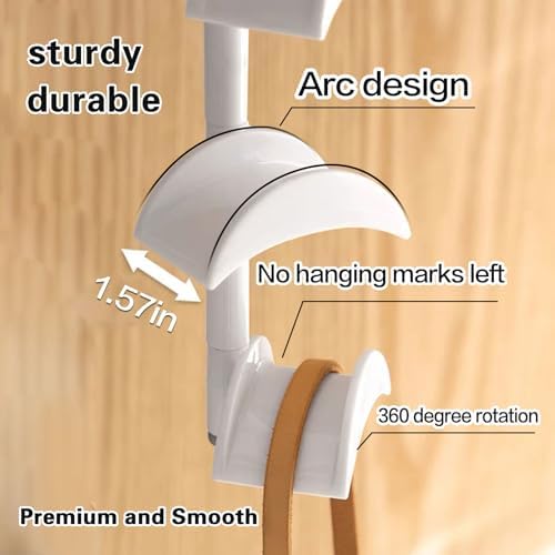 Purse Hanger-360 °Rotation Curved Design Premium and Smooth (White 2 Pieces) - Image 2