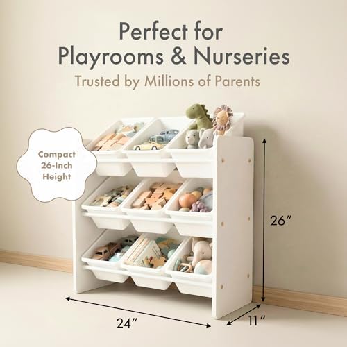 Humble Crew Kids Toy Organizer with 9 Bins, 3 Tier Storage for Playroom - Image 2