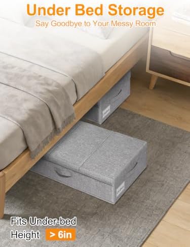 punemi 6 in Tall Under Bed Storage Containers with Lids, 2 Pack, Grey - Image 2