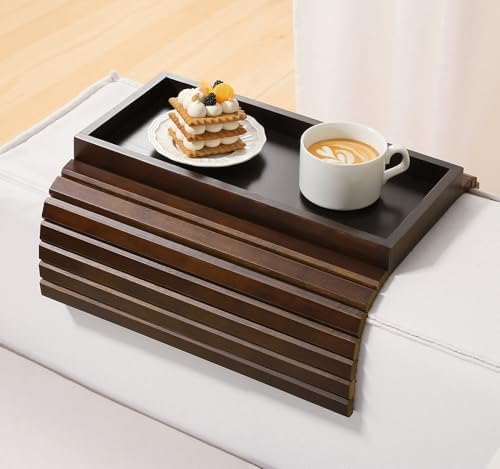 Couch Arm Tray, Bamboo Sofa Armrest Tray for Couch，Brown by Kssiaz