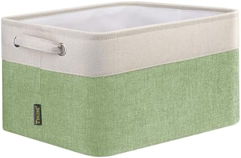 BALEINE 1 Pack Fabric Closet Storage Bins for Shelves, Linen Closet Organizers and Storage, Decorative Baskets for Organizing, Shelf, Clothes, Home, Office (Green, 12"x8"x8") by BALEINE